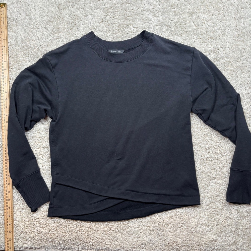Athleta Womens Black Tencel Crossover Tulip Hem Sweatshirt Size Medium